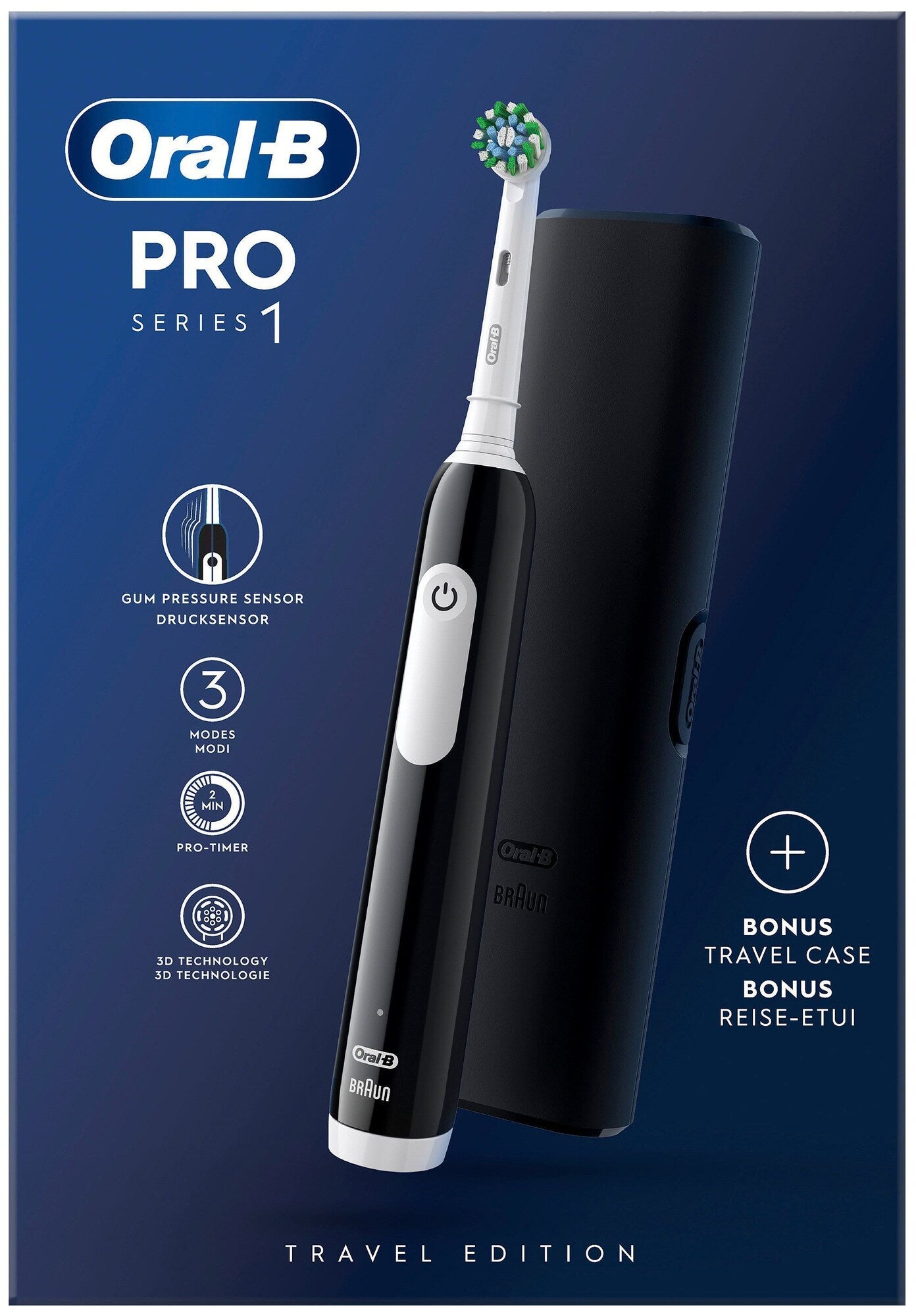 Oral-B Pro 1 Cross Action sort med reiseetui